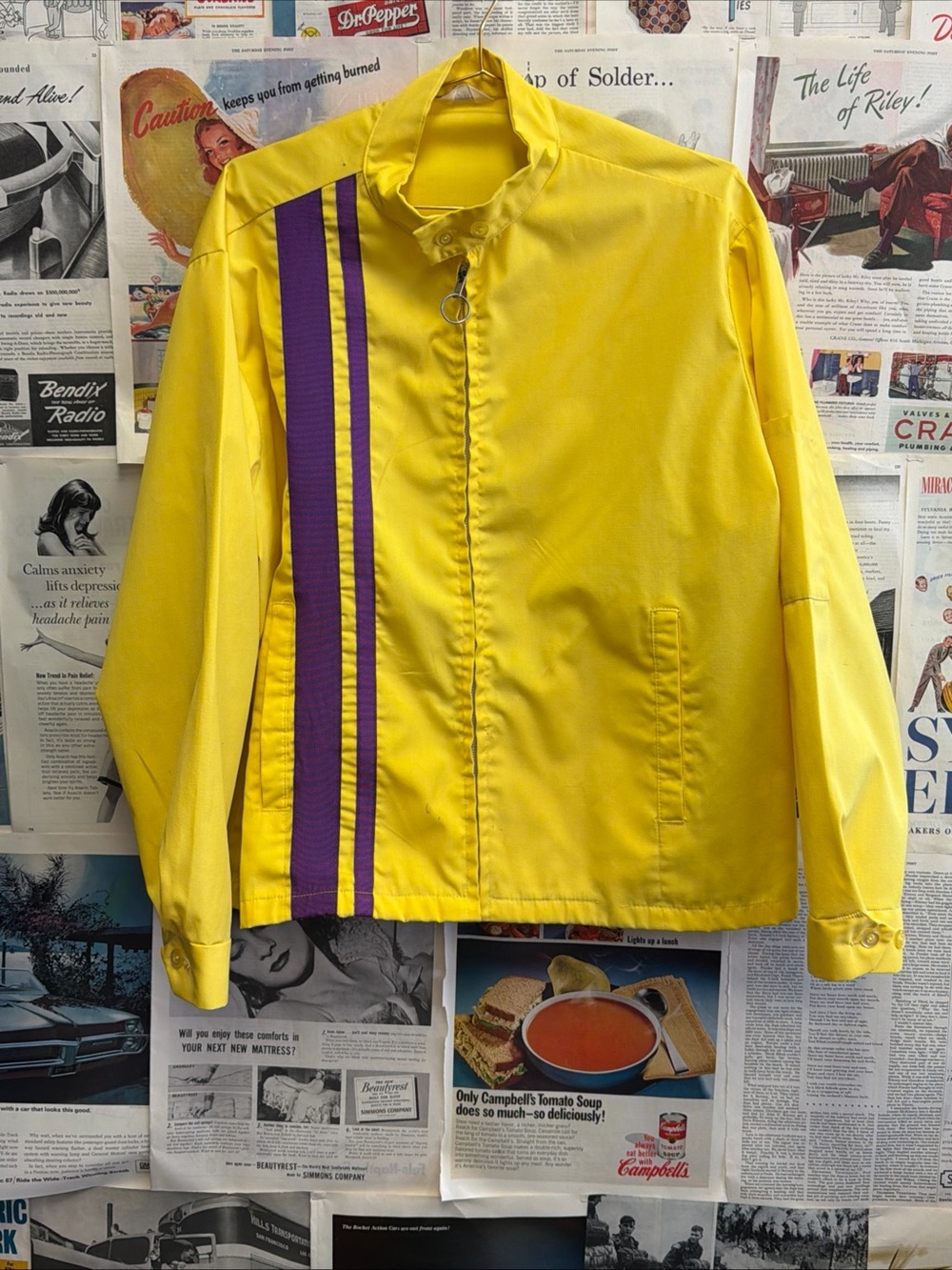 Vintage 1970’s Wynns Official Racing Jacket Cafe Racer Windbreaker Size Large